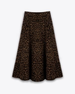 Yüksek Bel Kloş Etek - Leopar