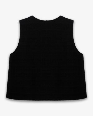 Çift Taraflı Mini Yelek - Tüvit Siyah