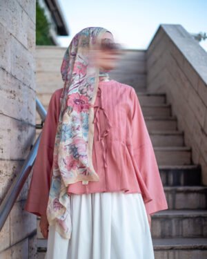 Nervür Detaylı Bağlamalı Japan Gömlek - Pastel Pembe